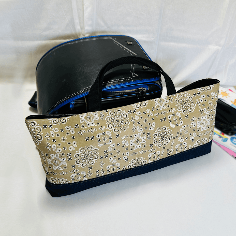 鍵盤ハーモニカ入 【ペイズリー デニム】ピアニカ 小学生 男の子 女の子 手提げ ヤマハ 鍵盤ハーモニカケース ベージュ1枚目の画像